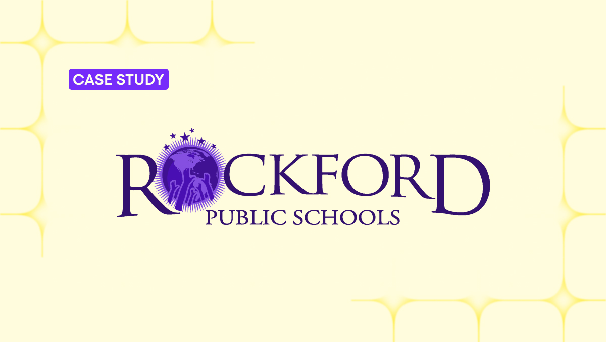 Blue card with text: Case Study Zionsville Community Schools