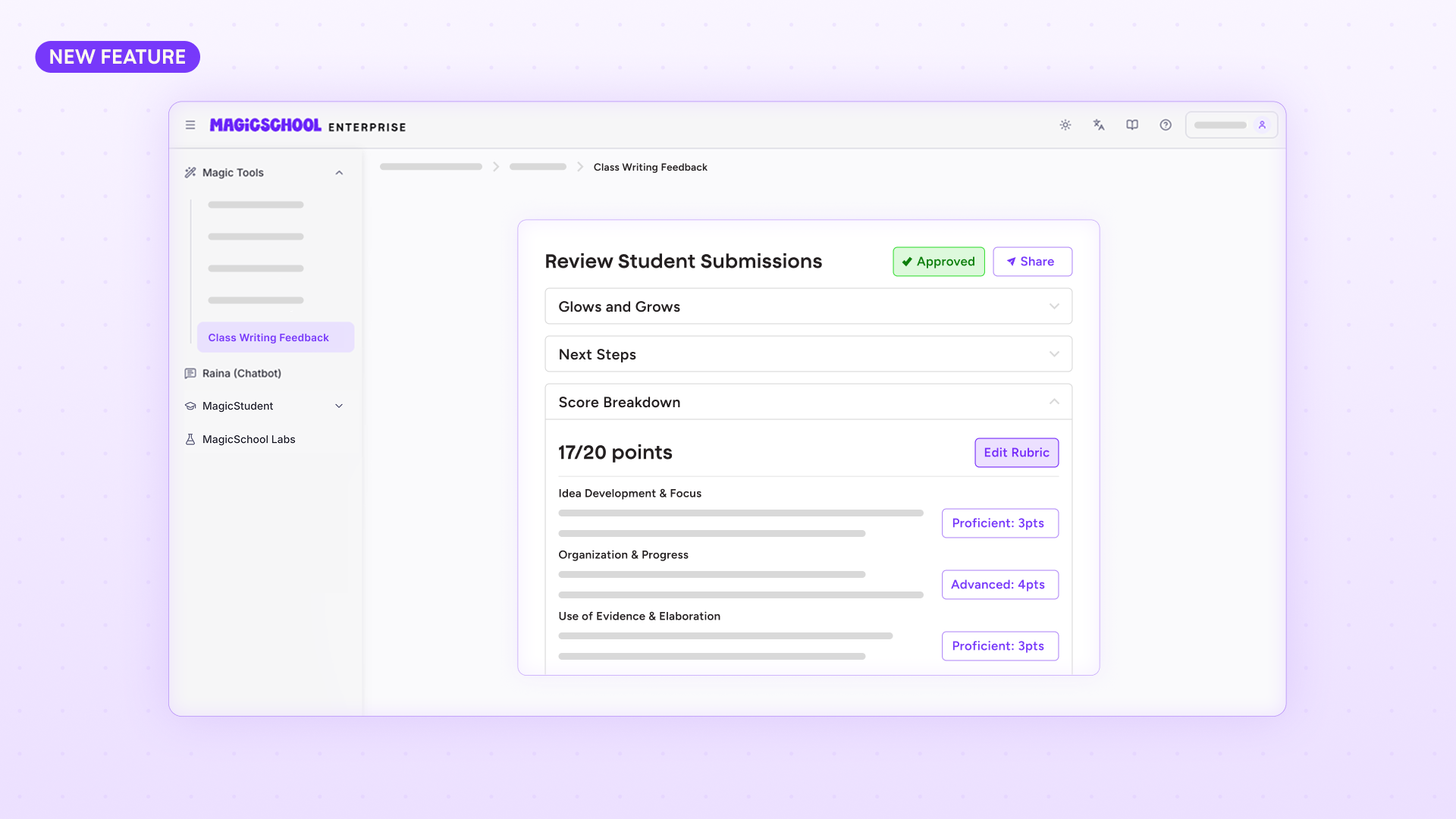 Stylized graphic of the Class Writing Feedback tool.