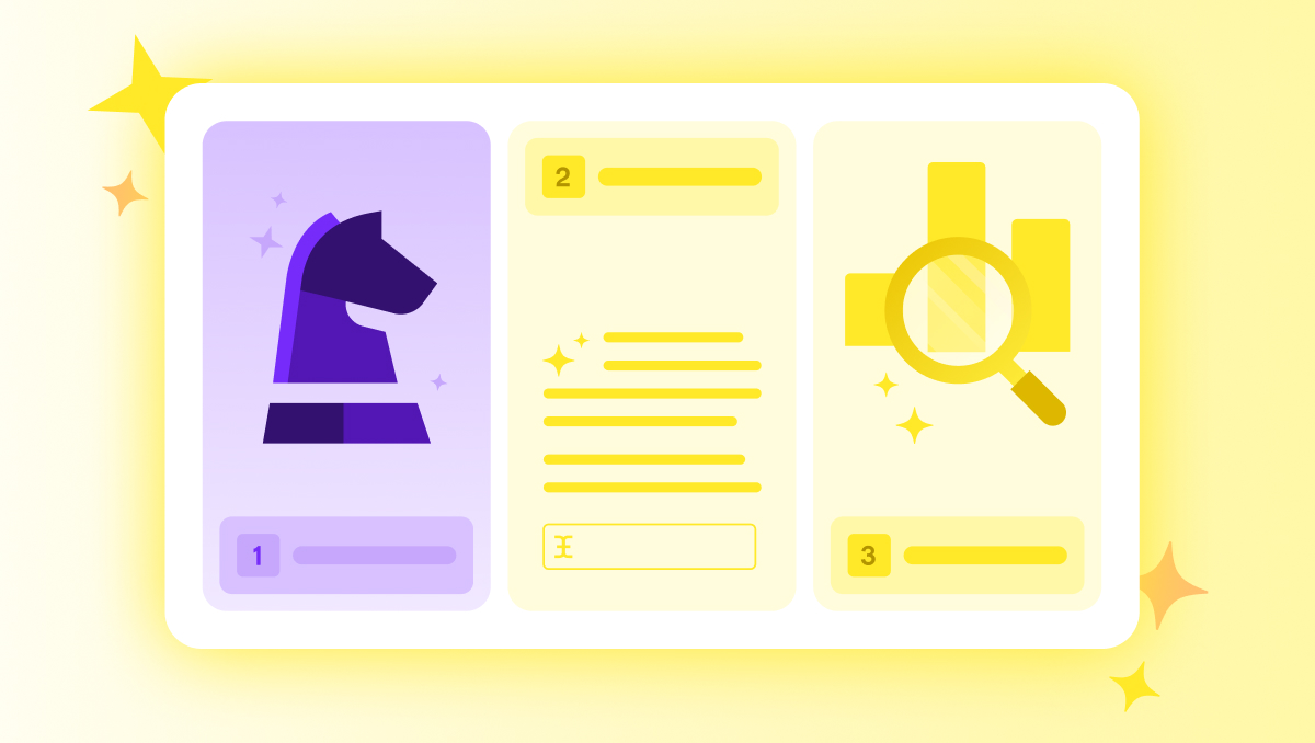 Illustration of a glowing yellow light bulb with a pink base floating in a soft purple sky, surrounded by clouds and abstract icons, representing ideas, creativity, and AI professional development for teachers through modern, supportive technology.