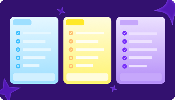 Stylized graphic with 3 columns representing 3 levels of MagicSchool subscription plans. 