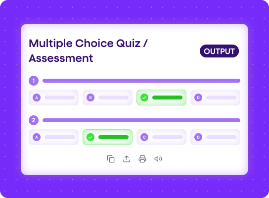 Stylized graphic of the output from the Multiple Choice Quiz / Assessment tool
