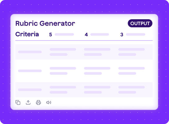 Stylized graphic of Rubric Maker tool output in table format