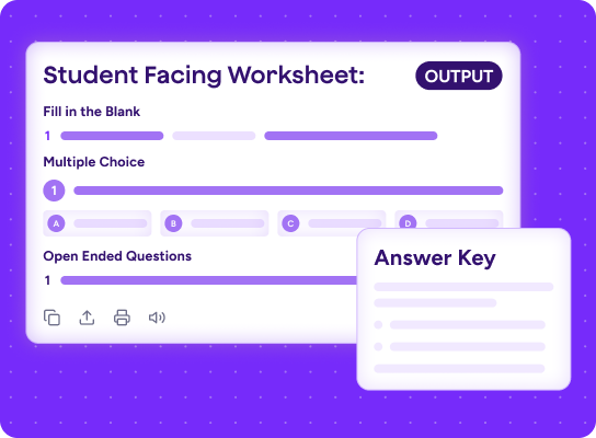 Stylized graphic of a student facing worksheet generated using the Worksheet Generator tool.