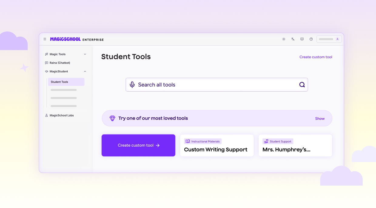 Stylized product image of custom student tools.