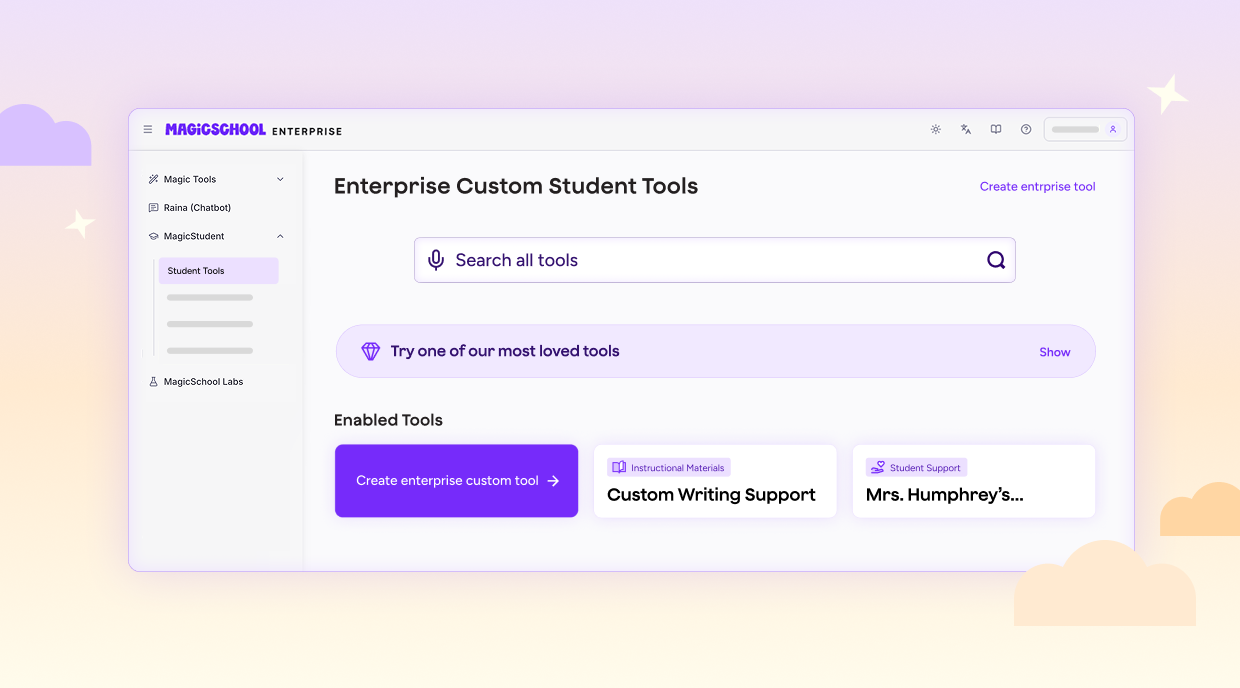 stylized graphic of Enterprise Custom Student Tools