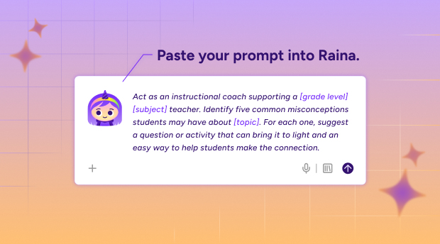 Illustration of a prompt to Raina in the Magicschool app.