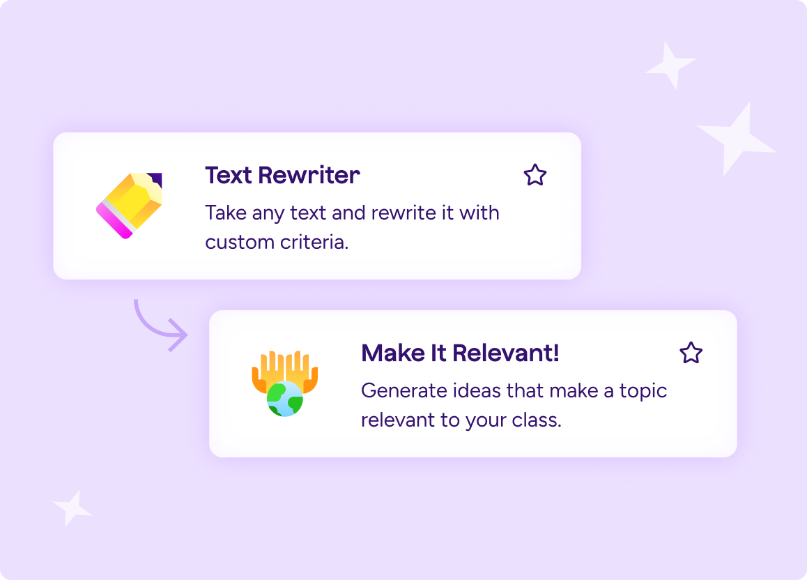 Illustration of the Text Rewriter and Make It Relevant tool that can be used together.