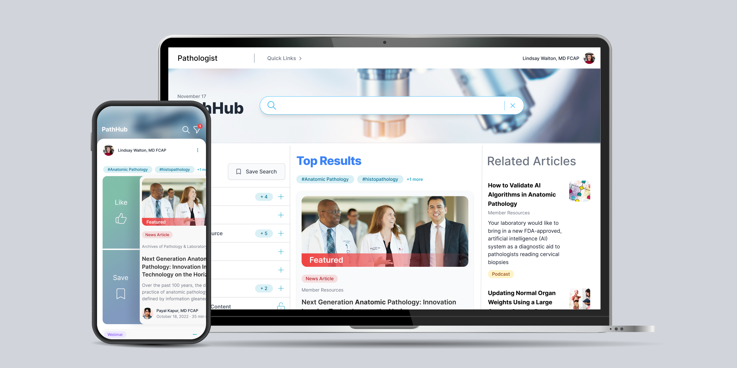 We set out to identify opportunities for a more engaging member experience for pathologist and physicians by focusing on content management across our desktop and mobile devices.