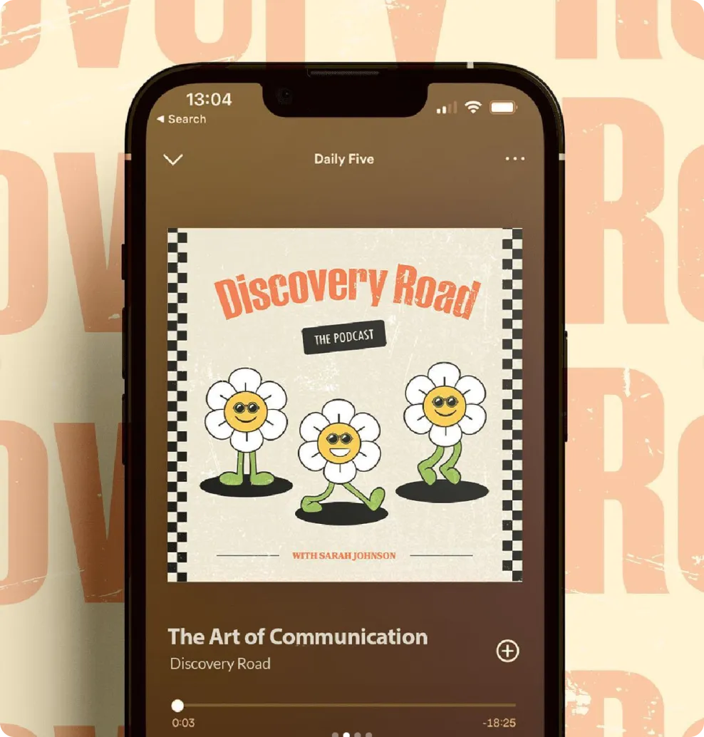 Podcast Cover on Phone Mockup - [Discovery Road] by Sirela