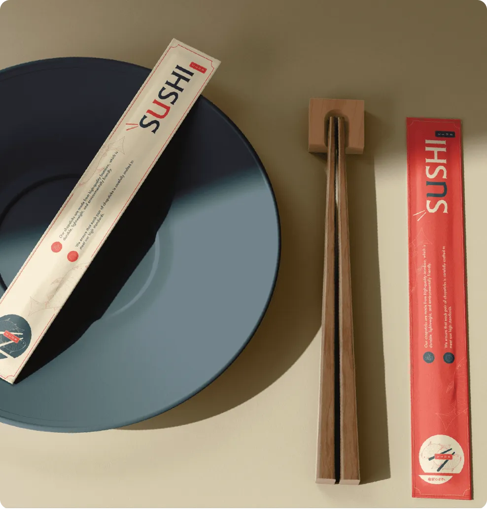 Package Design Showcase: Sushi Brand - Sushi chopsticks on Plate by Sirela