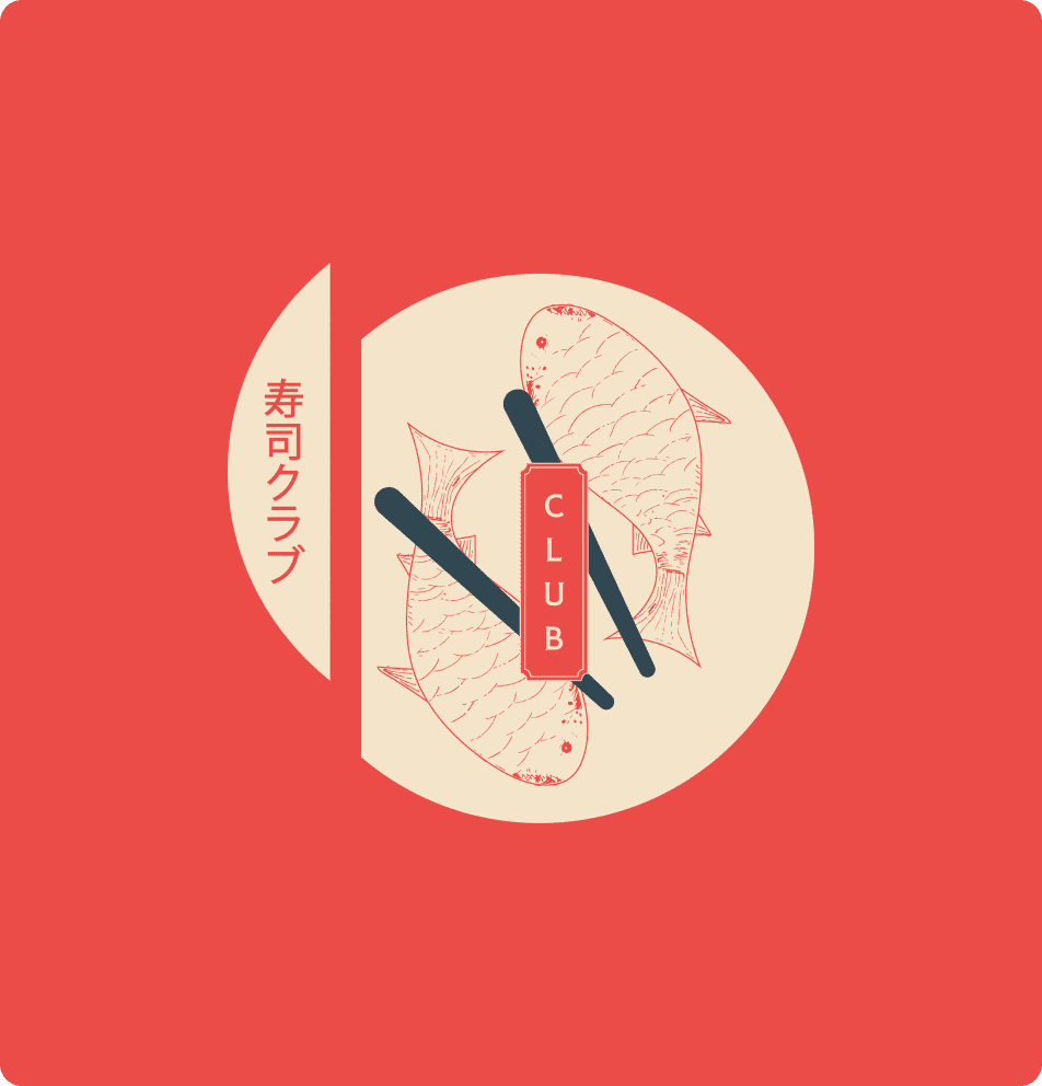 Sushi Club Logo Mark on red background