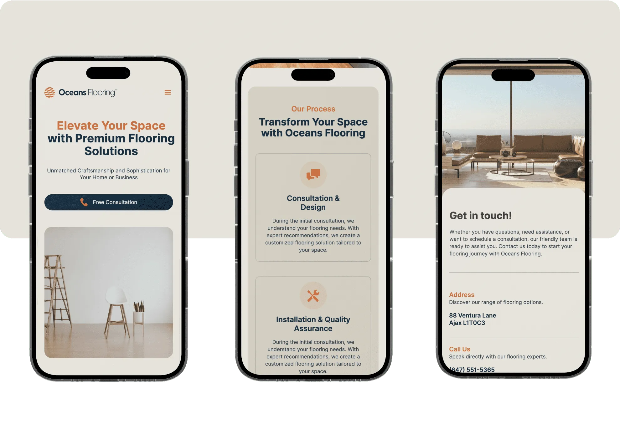 Three Iphone Mockups with Website View Mobile