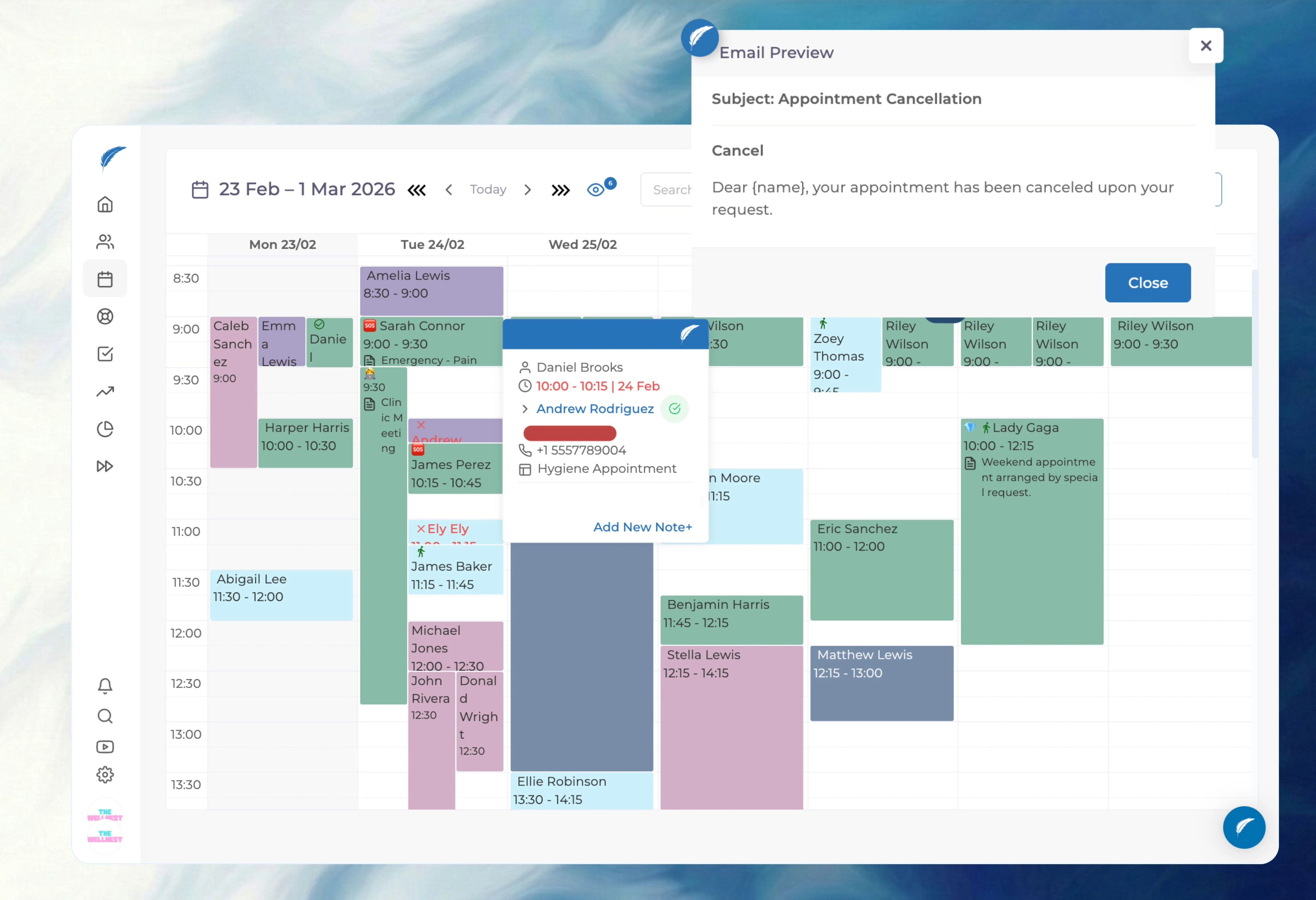 Recurring appointment setup with interval and total visit controls