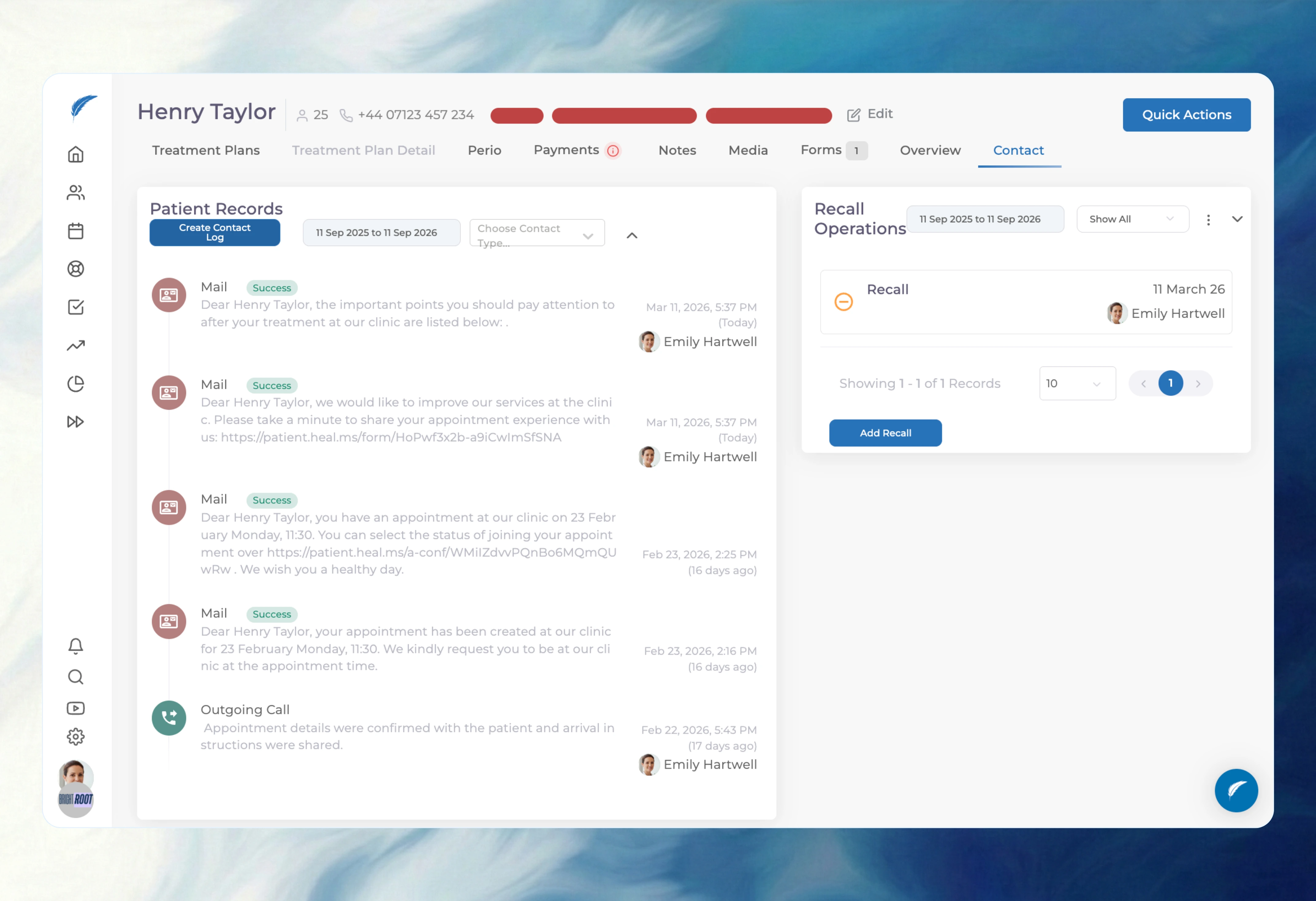 Recall communication preview