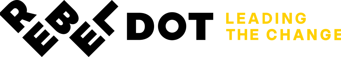 RebelDot logo with tagline, full black