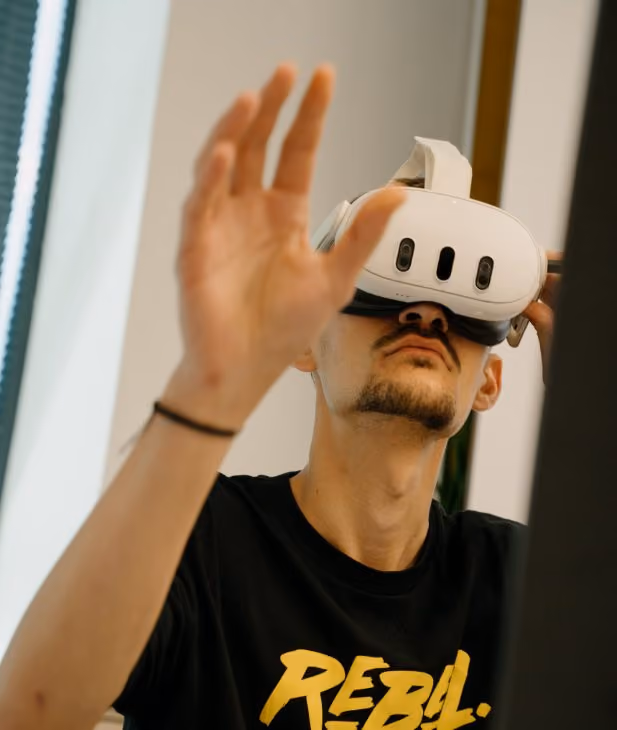 Engineer using a mixed reality headset