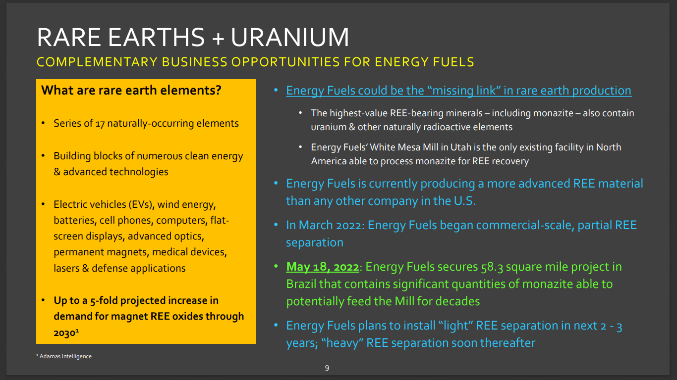 Energy Fuels (UUUU) - NOW Selling Uranium, Vanadium & Rare Earths