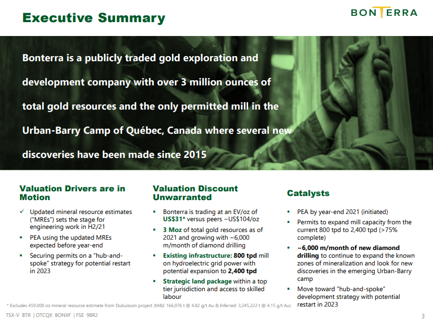 Bonterra Resources (BTR) - 3Moz Gold Resource + PEA by Year End