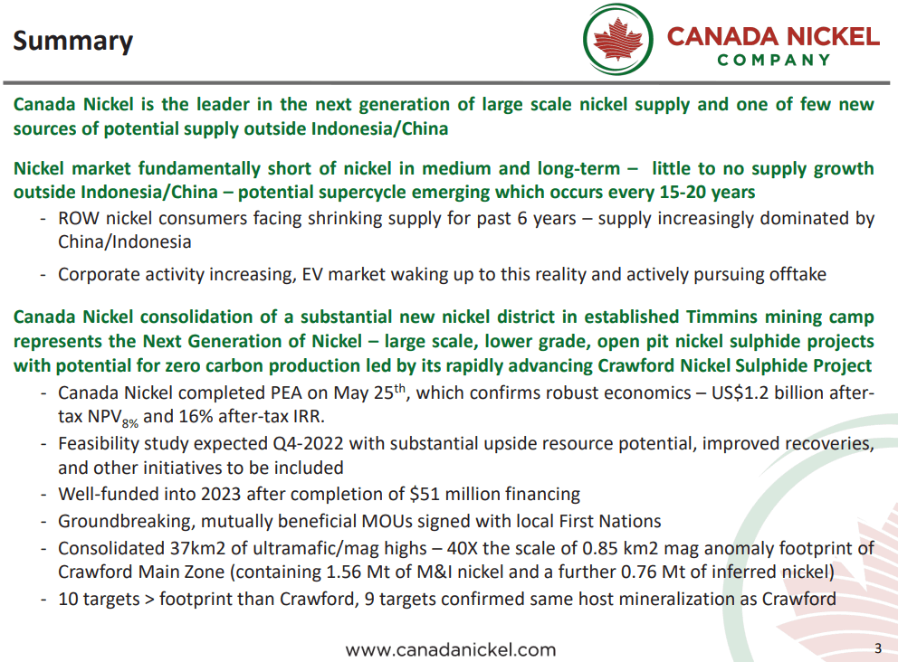 Canada Nickel- NEW Q2 2022 Resource Aiming for Top 5 Globally