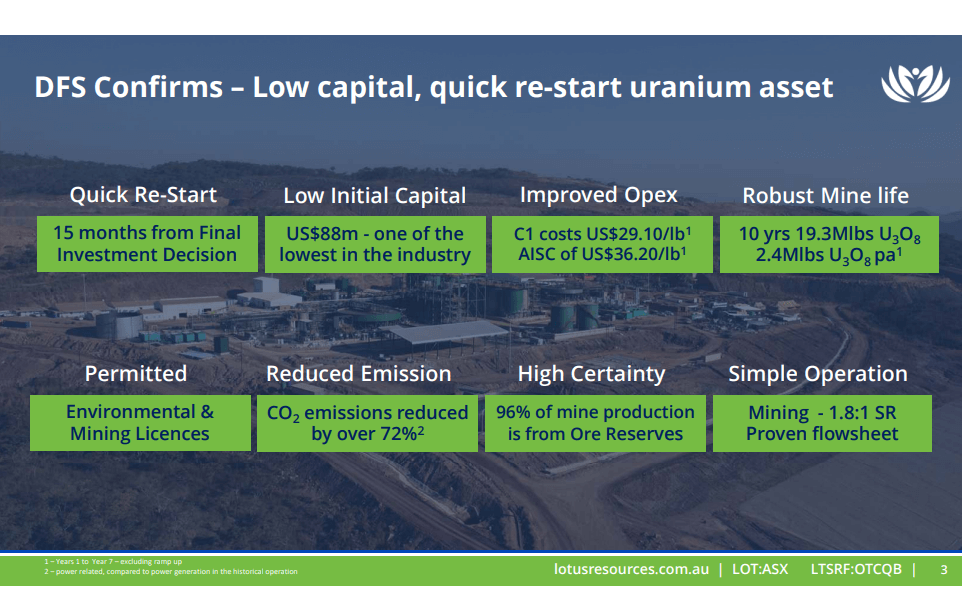 Lotus Resources (LOT) - Study Shows Low Cost, Large Scale Production