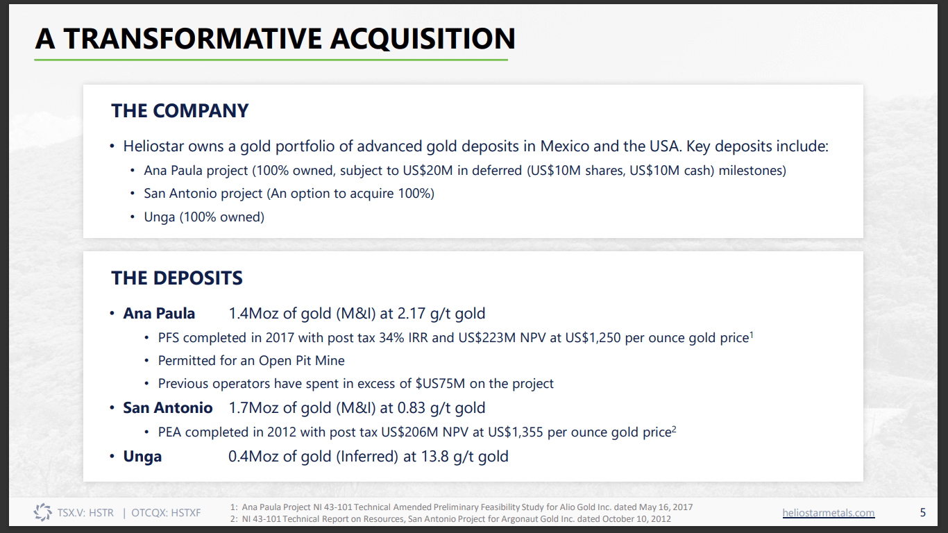 Heliostar Metals (HSTR) - New Focus on High Grade Underground Gold in Mexico