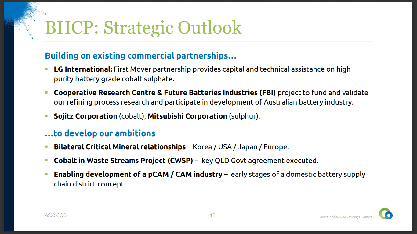 Cobalt Blue Holdings (ASX: COB) - Industry Partners in Discussion to Secure Supply