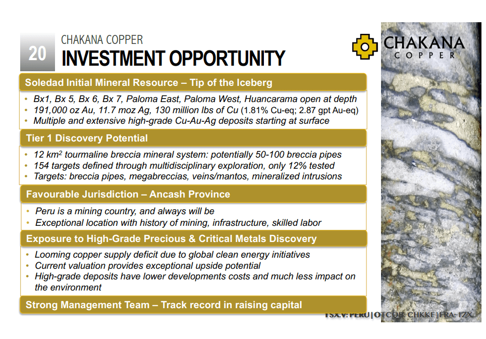 Chakana Copper (TSX-V: PERU) - 4,000m Drill Program Scheduled for March 2023