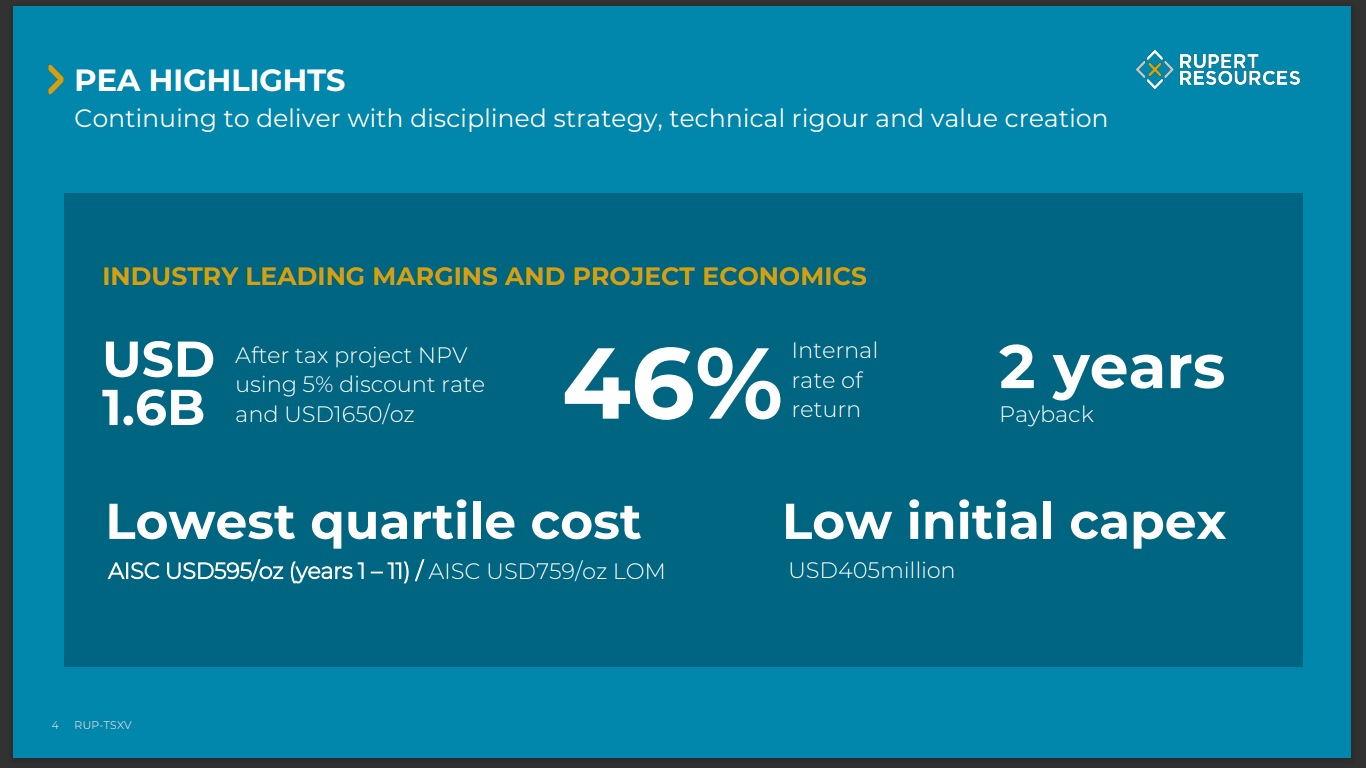 Rupert Resources (TSX-V: RUP) - Incredible Economics on this Gold Company