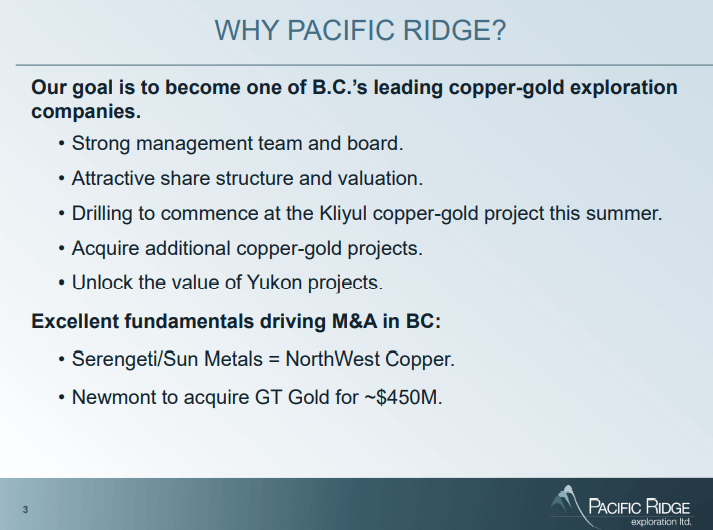 Pacific Ridge Exploration (PEX) - Copper & Gold Explorer, Solid Management.