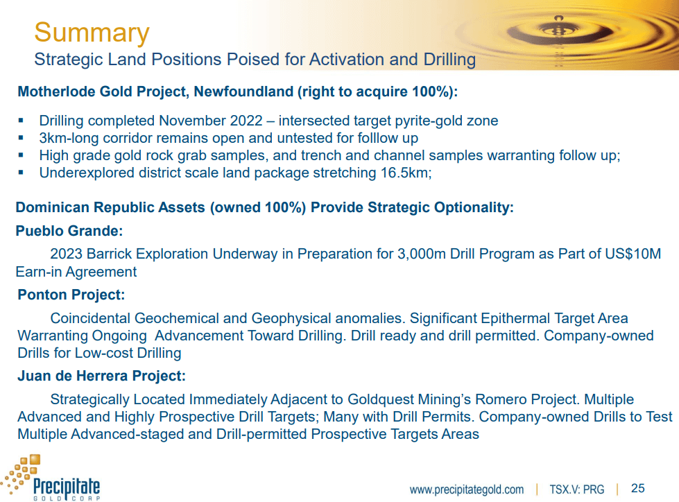 Precipitate Gold (PRG) - JV with Barrick Advances. Newfoundland Assays Soon