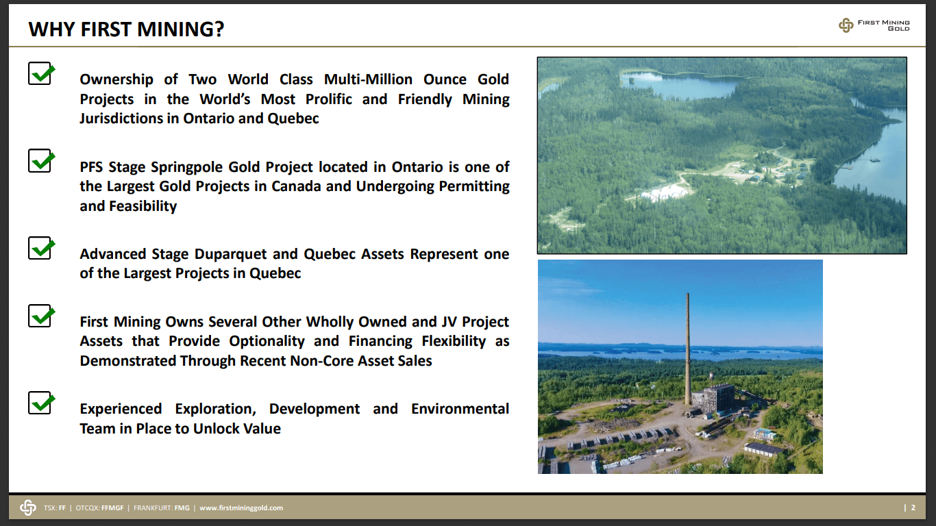 First Mining Gold (TSX-V: FF) - Low EV/oz Valuation Indicated Growth Ahead