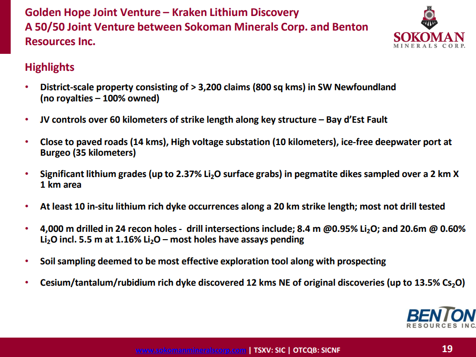 Sokoman Minerals (SIC) - Moosehead Drilling & Gold, Kraken Li Drilling in Q2