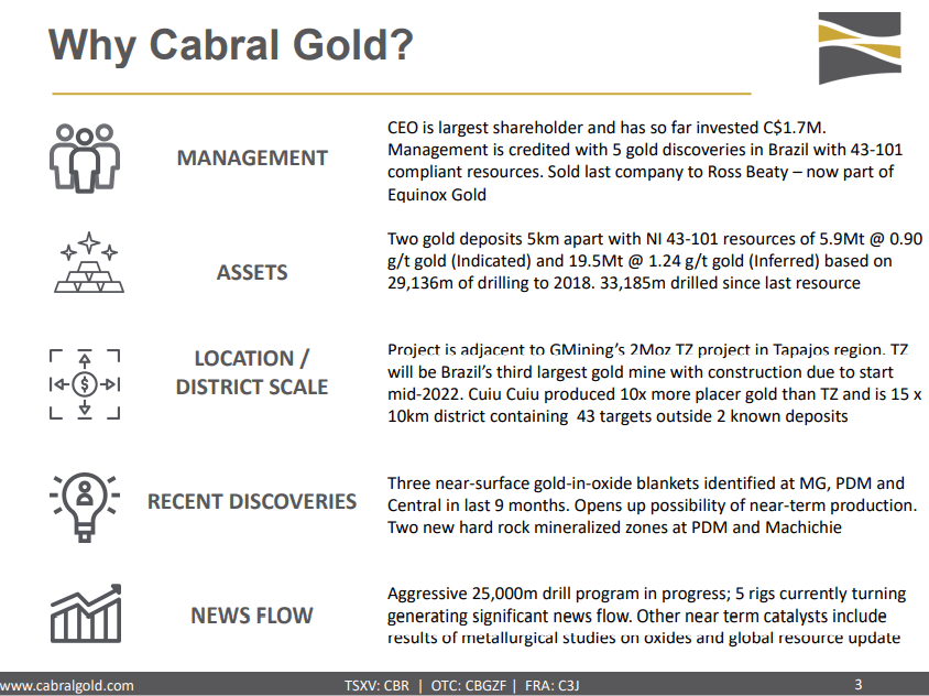 Cabral Gold (TSX-V: CBR) - Drilling Update and Resource Timing