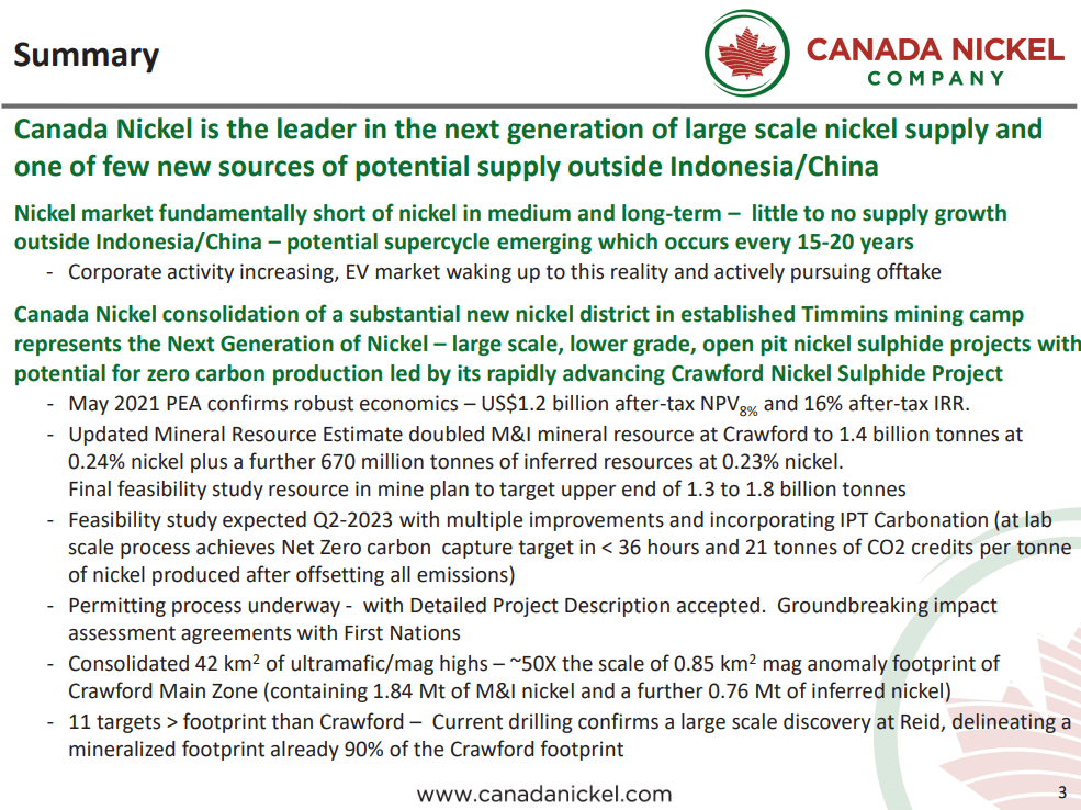 Canada Nickel (TSX-V: CNC) - Game Changing Incentive Worth Hundreds of Millions