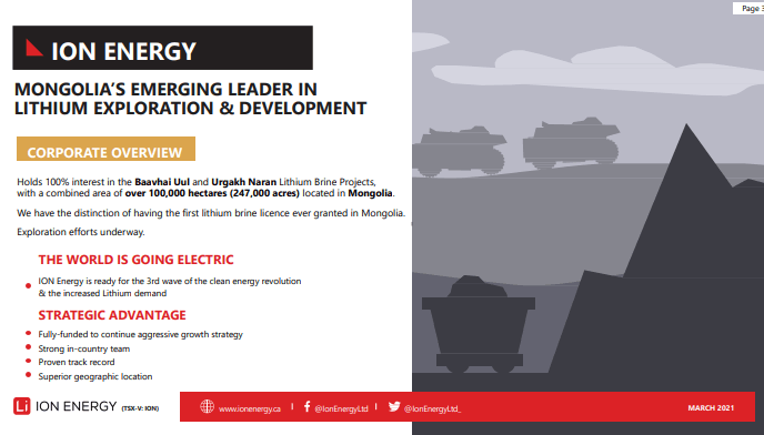 Ion Energy (ION) - Prudent Lithium Brine Explorer on Chinese Border