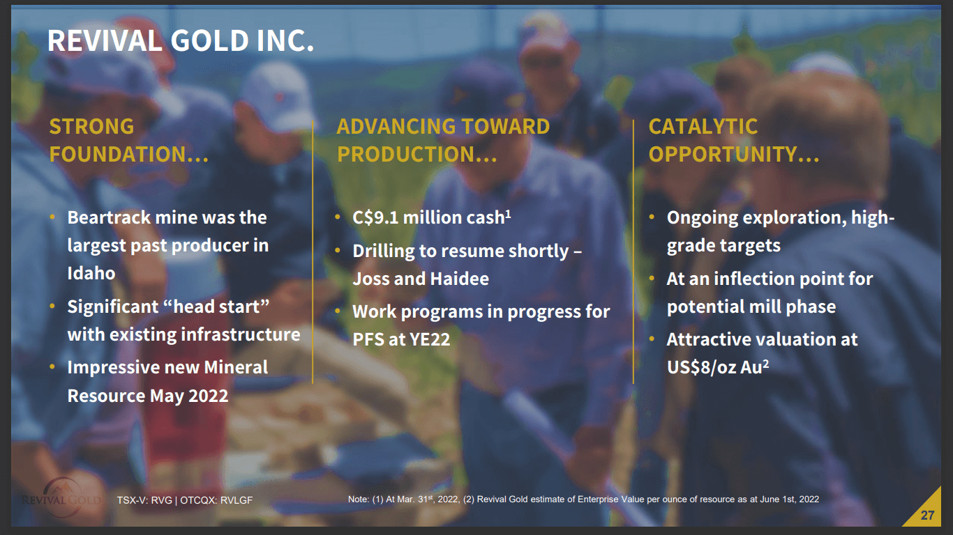 Revival Gold (RVG) - Strong Fundamentals with 4Moz & PFS Due Shortly