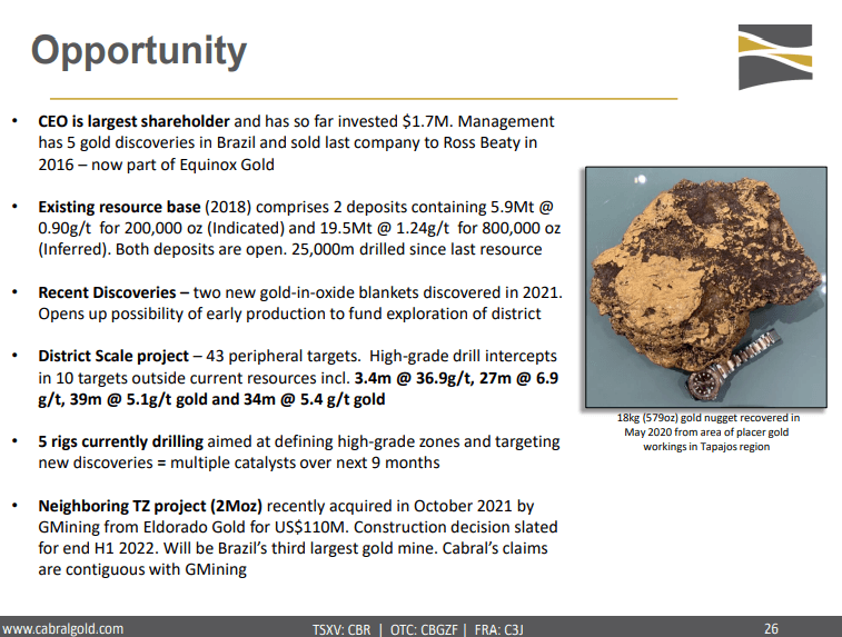 Cabral Gold (TSX-V: CBR) - Technical Analysis and Due Diligence