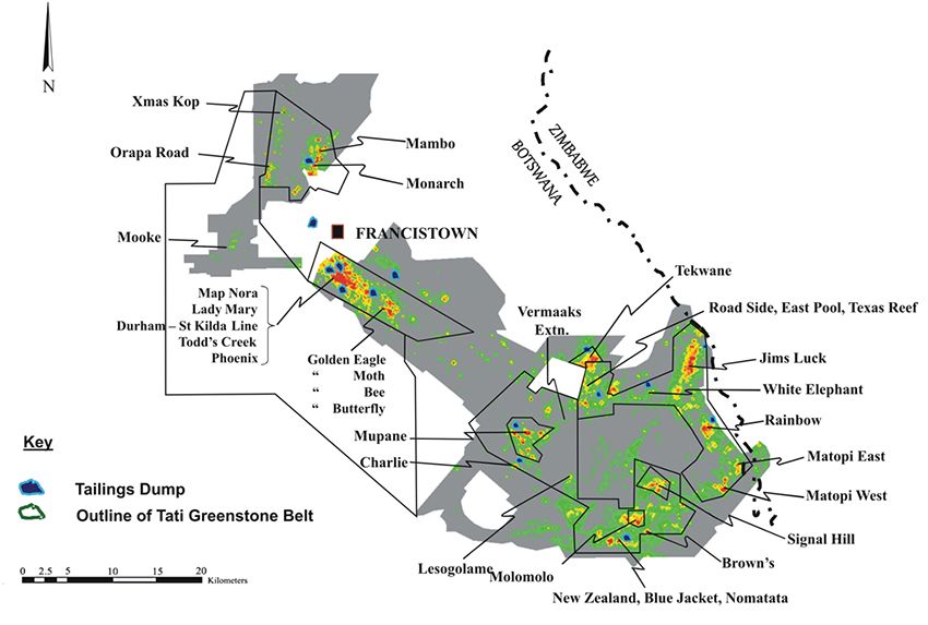 An overview of Galane Gold's mining tenement.