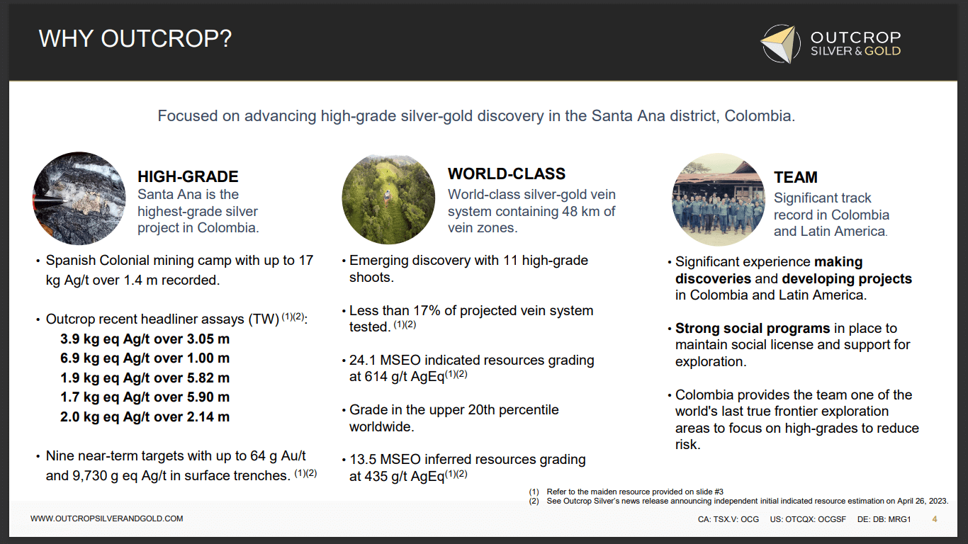 OutCrop Silver & Gold (OCG) - Drilling High Grade Silver Veins in Colombia