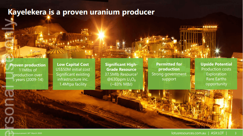 Lotus Resources (LOT) - $50M Capex Puts Uranium Producer at Top Table