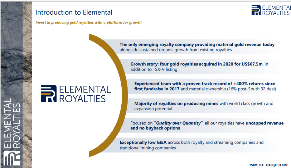 Elemental Royalties (ELE) - Cashflow Focused & Restructuring Debt