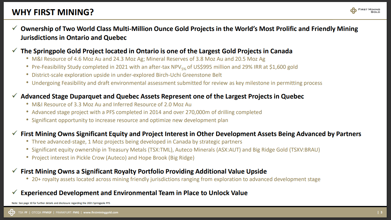 First Mining Gold (TSE: FF) - 10Moz Gold Portfolio So Far and Counting