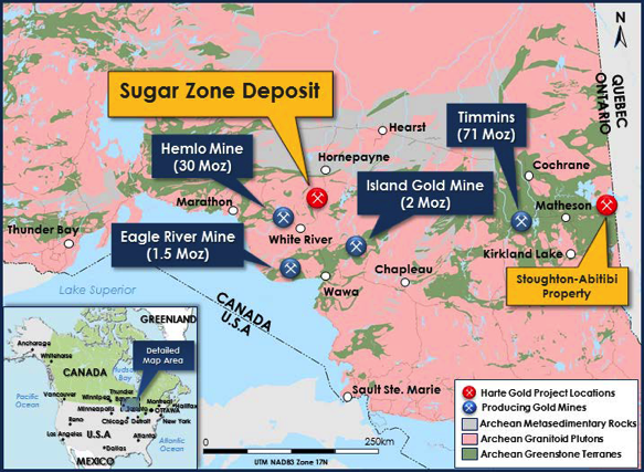 Harte Gold Figure 1: Location of the Sugar Zone Mine in Ontario, Canada