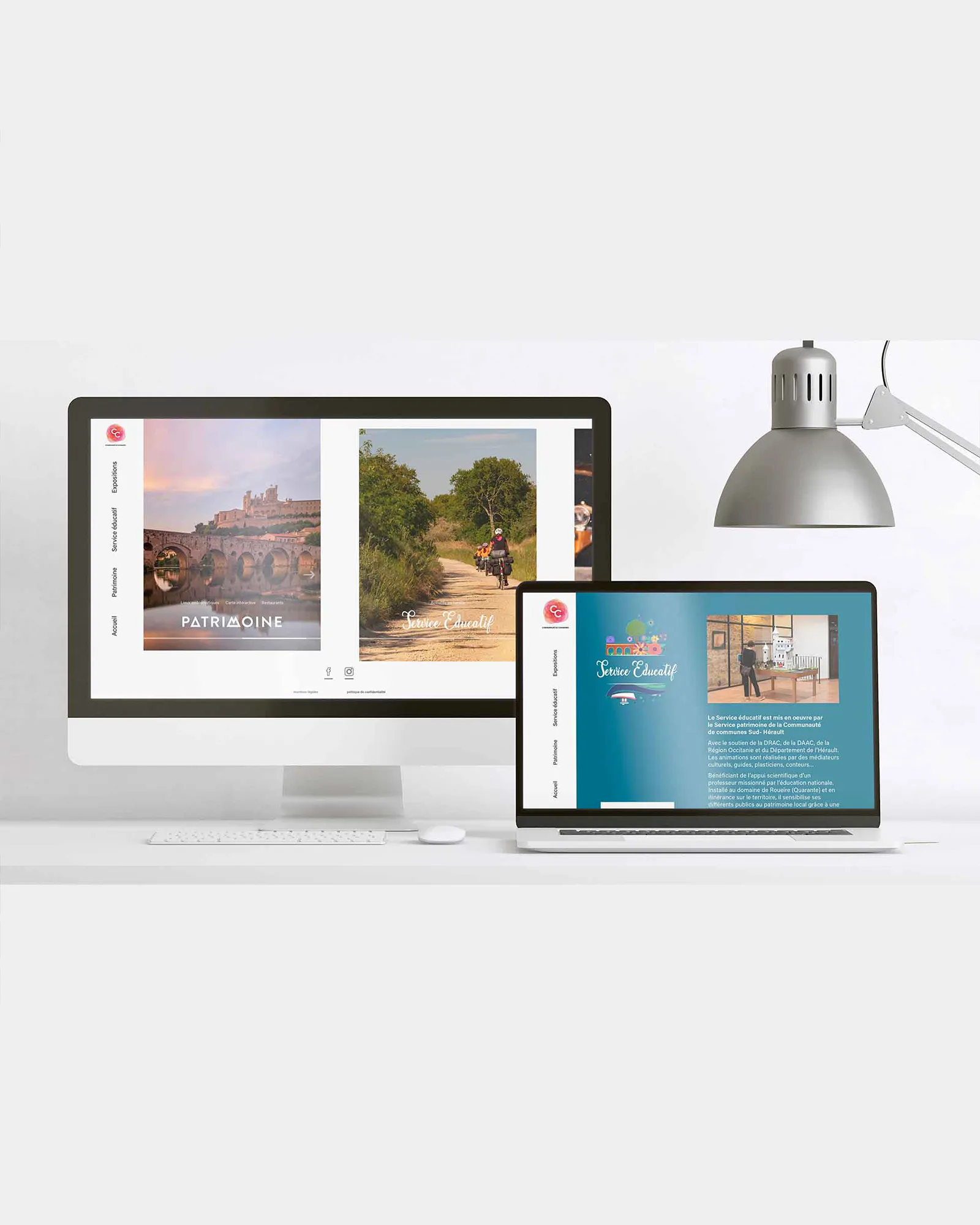 Vue responsive PC et tablette du site Patrimoine.