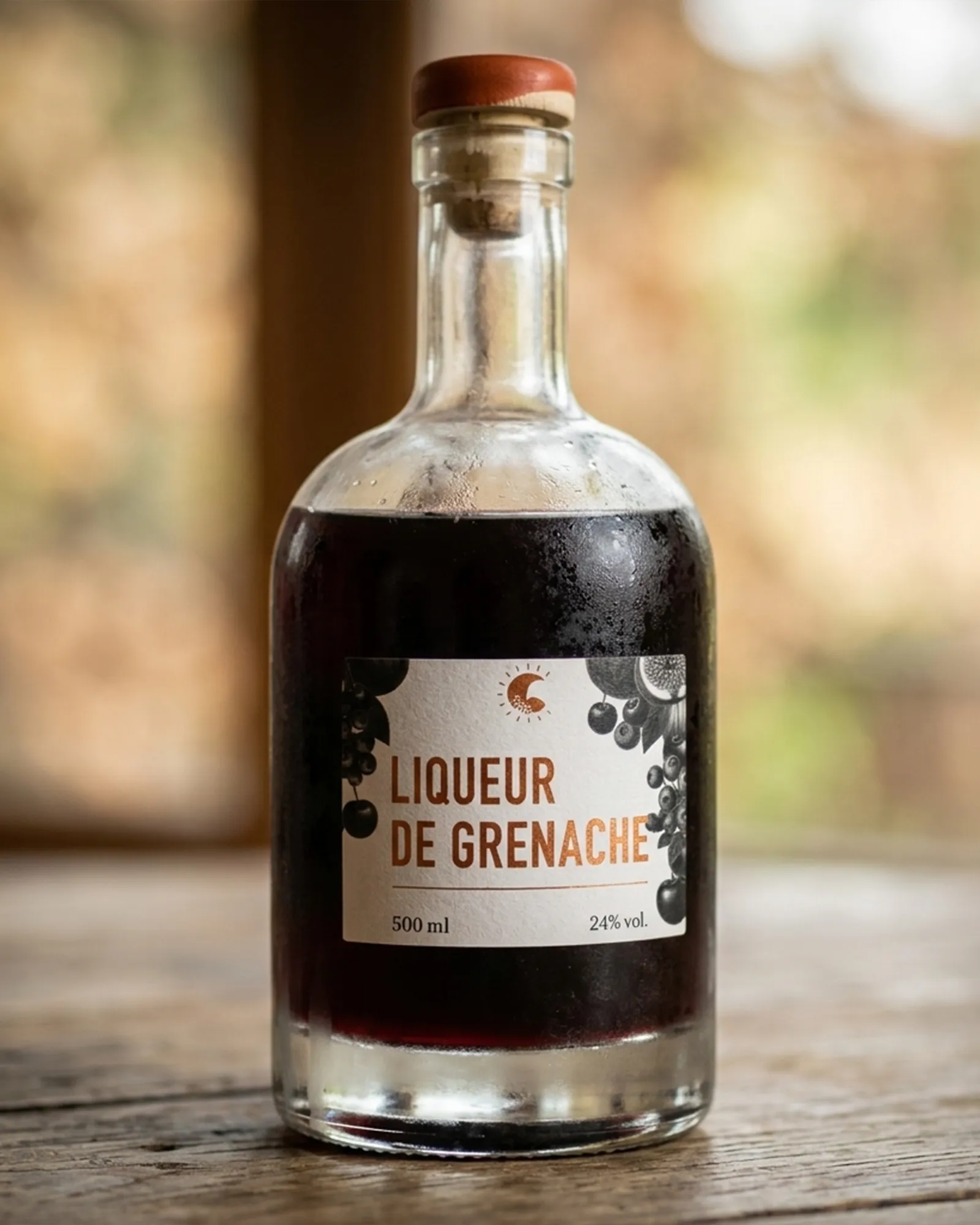Bouteille de liqueur en extérieur, à boire bien fraîche.