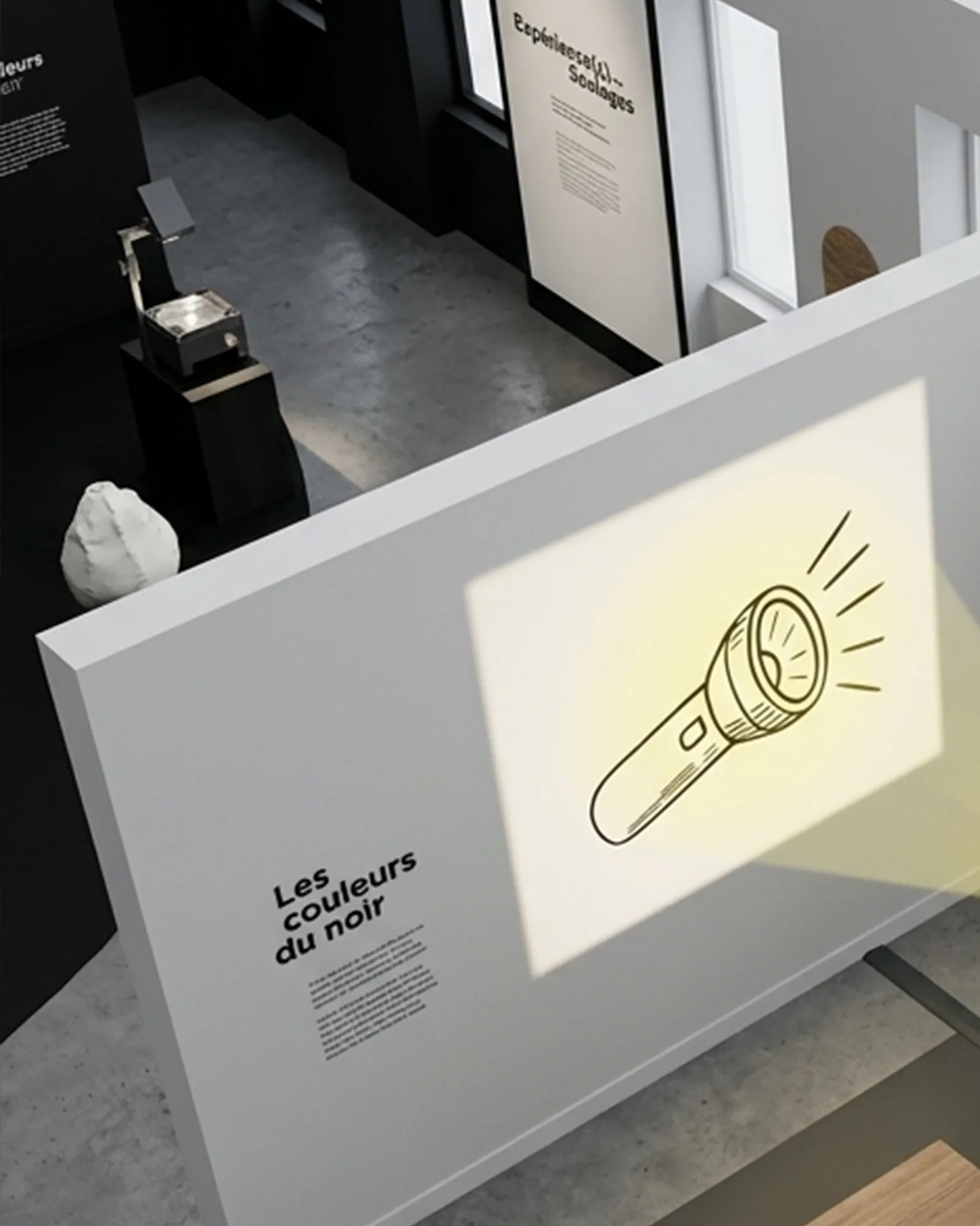 illustration de la lampe torche à l'intérieur de l'espace pédagogique.