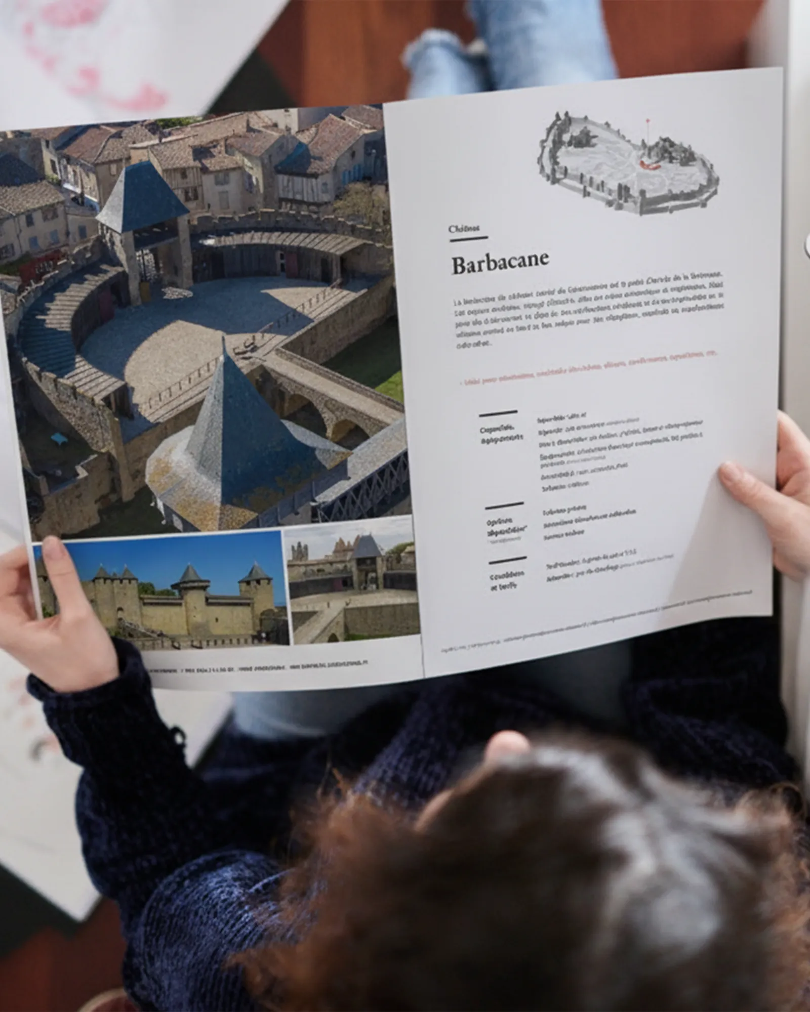 Une femme ouvre le catalogue.