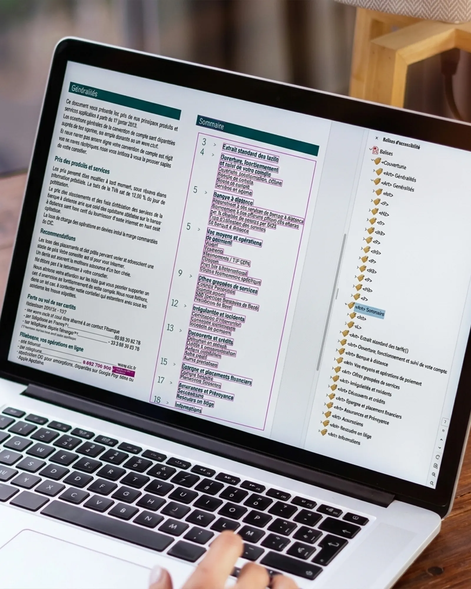 Travail de balisage pour rendre les documents lisibles.