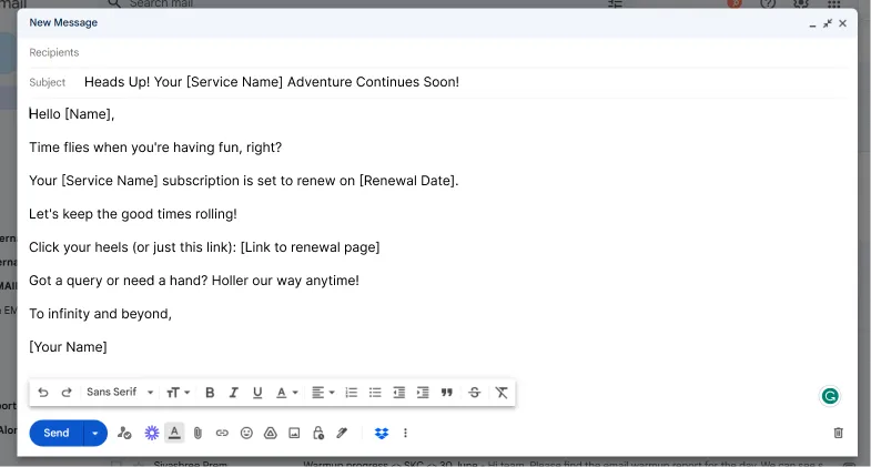 Heads Up! Your [Service Name] Adventure Continues Soon!