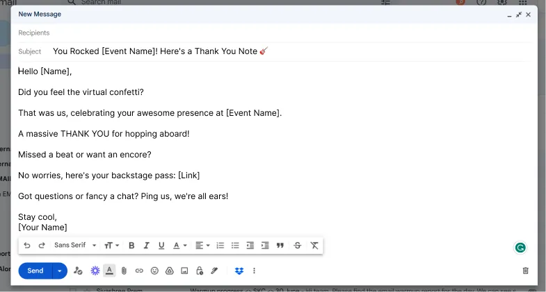 You Rocked [Event Name]! Here's a Thank You Note 🎸